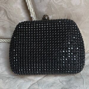 1253. D’margeaux Glamorous Black Rhinestone Evening Clutch